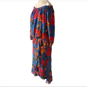 Cynthia Rowley Tropical Hibiscus Tie Skirt (Sz L) Off The Shoulder Top (Sz S)